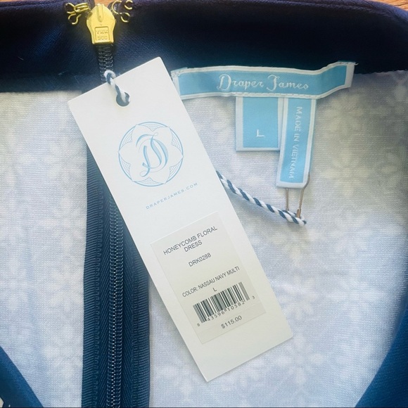 NWT Draper James Honeycomb Nassau Navy Ponte Floral Dress L - Picture 8 of 16